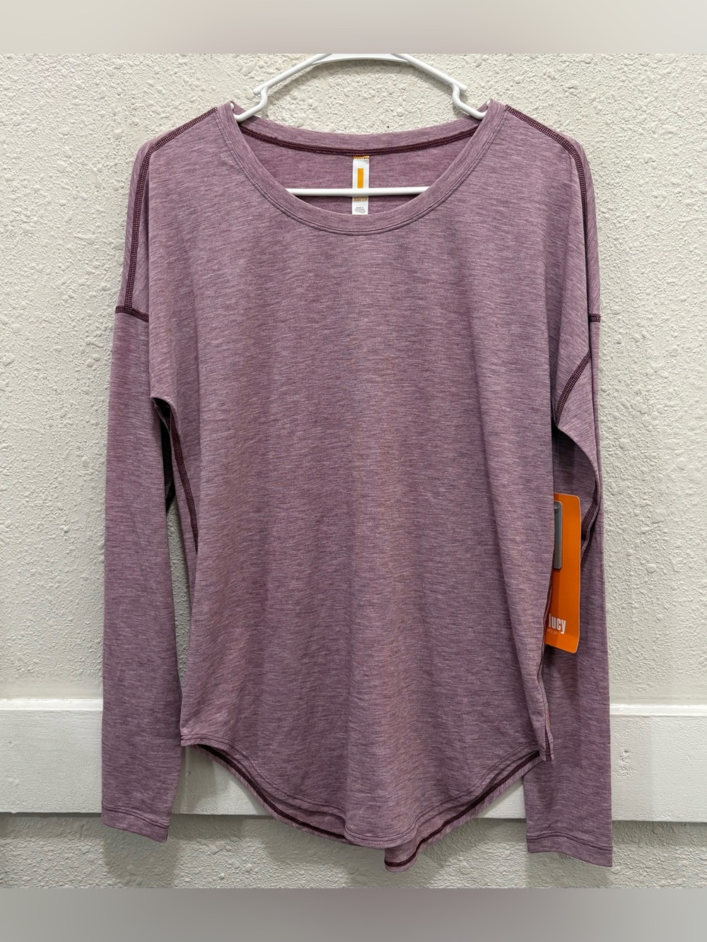 Lucy Activewear Final Rep Long Sleeve Top in Grape Wine Heather NWT XS